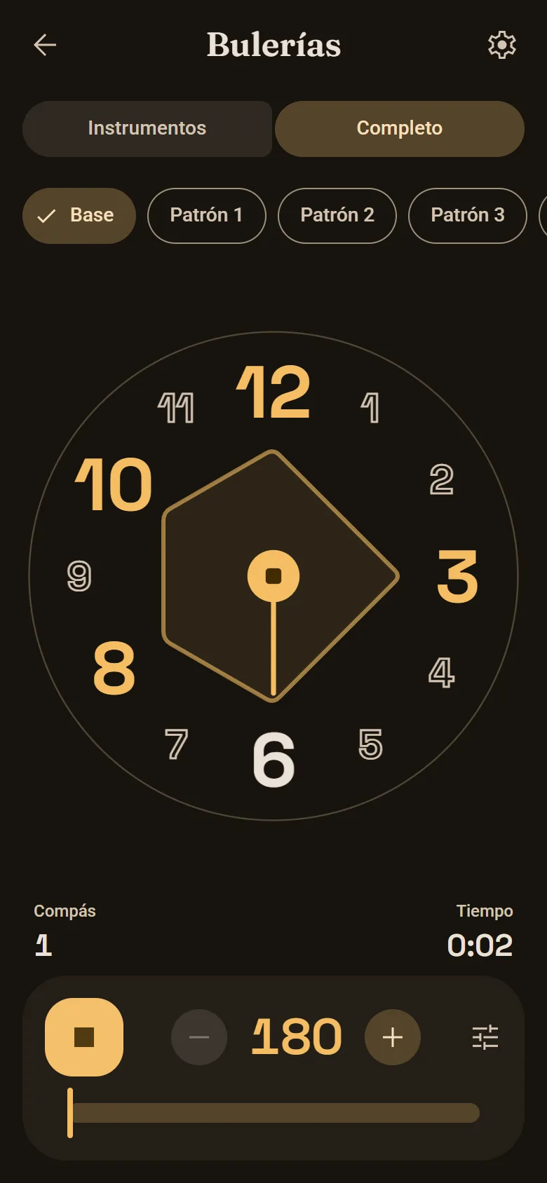 El modo Completo de la app, sonando por bulerías