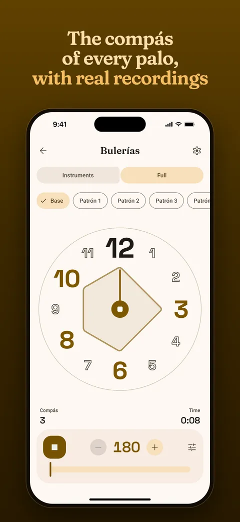 The metronome playing bulerías, with the compás wheel