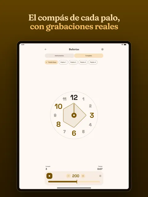 El metrónomo sonando por bulerías, con la rueda del compás