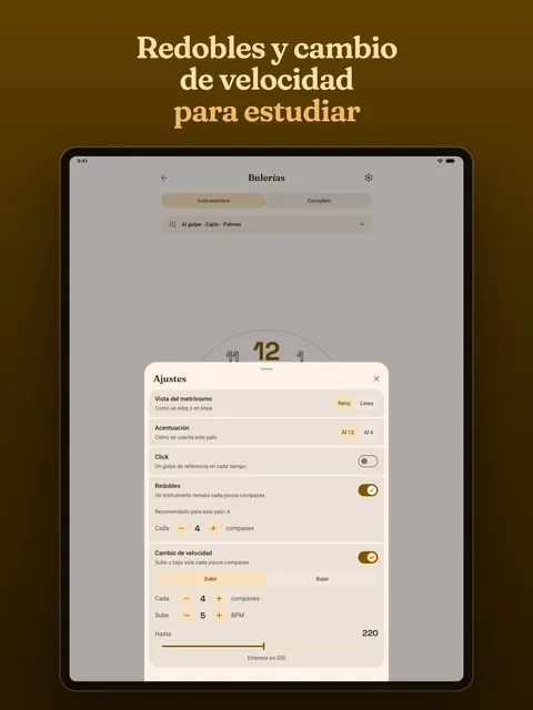 Los ajustes, con los redobles y el cambio de velocidad