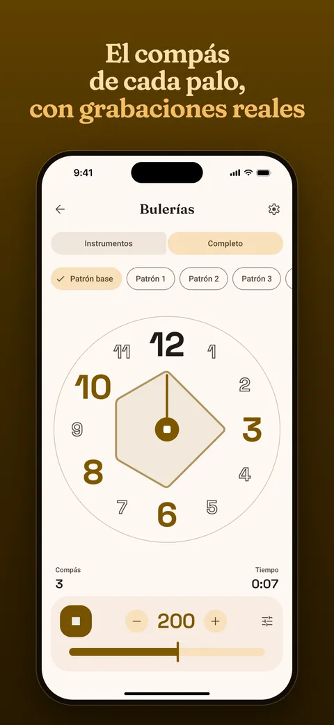 El metrónomo sonando por bulerías, con la rueda del compás