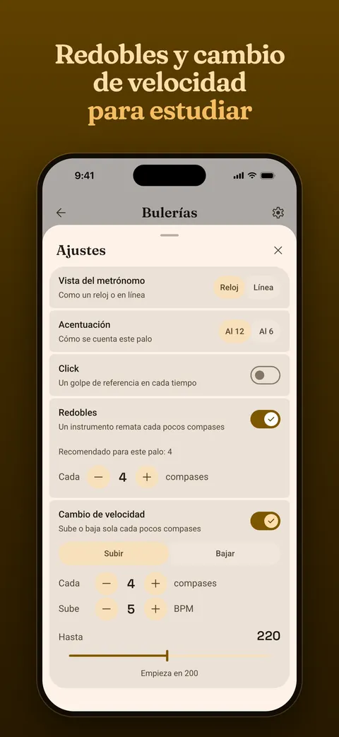 Los ajustes, con los redobles y el cambio de velocidad